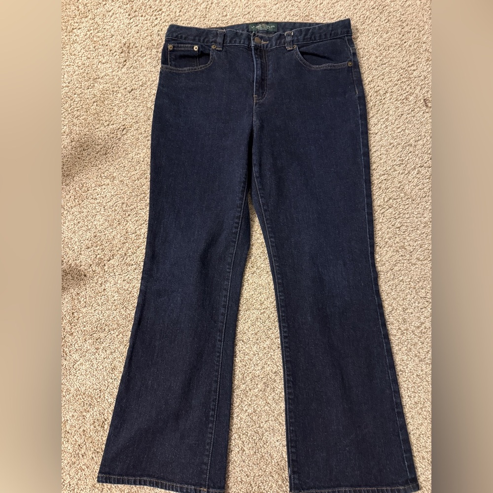 Lauren Ralph Lauren 12P Dark Wash Flare Jeans – Embroidered Flap Pockets - Picture 3 of 9